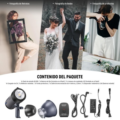 Flash  ML300 com bateria e disparador strobe 300W Bowens Flash  ML300 com bateria e disparador strobe 300W Bowens