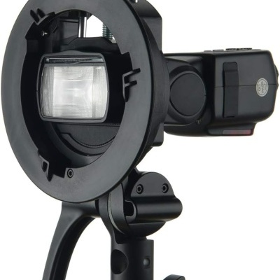 Suporte com montagem Bowens para Speedlite Flash e tripé e softbox - adaptavel ao V1, AD300, etc
