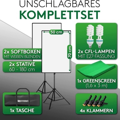 Kit 2 Soft Boxes iluminação fotografia e vídeo + fundo chroma