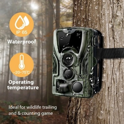 Câmara de caça com bateria 5000mAh noturna impermeável deteção movimento 1080p
