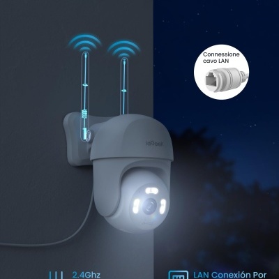 Câmara rotativa wifi 2.5K exterior 360º visão noturna para app