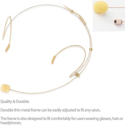 Microfone Headworn cor pele discreto suporte orelha