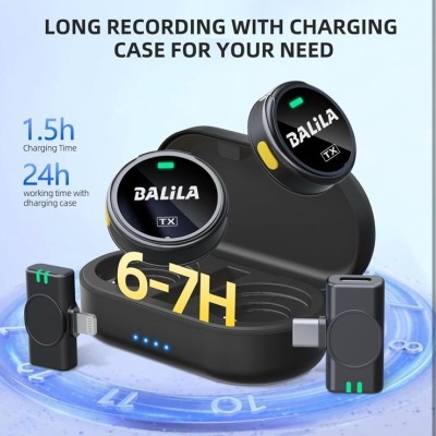 BALILA Microfone sem fios lapela para iPhone iPad Android BALILA Microfone sem fios lapela para iPhone iPad Android