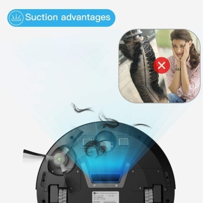 Aspirador robo 1800pa WiFi app 500ml multisuperfícies