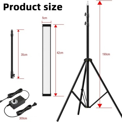 Kit barras de luz LED iluminador com tripé + filtros de cor