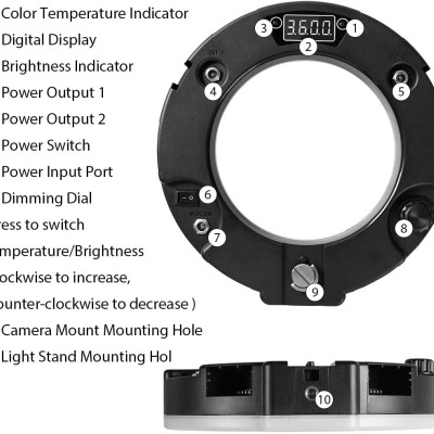 Anel de luz LED estrela ring light bicolor 3200K-5600K