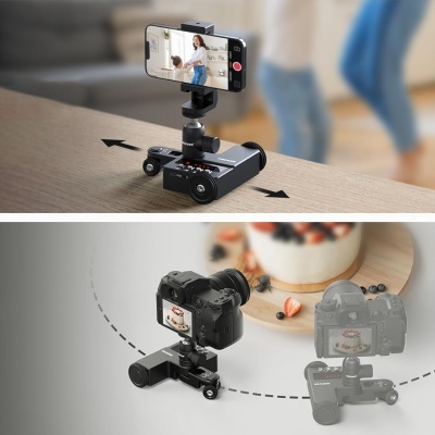 Dolly controlo por APP ultra suave carrinho elétrico ajustável para câmaras DSLR, mirrorless, GoPro, smartphones