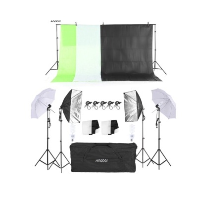 Kit estúdio iluminação foto e vídeo fundos + luzes + estrutura