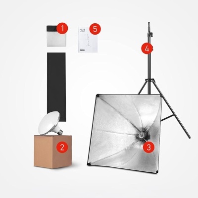 Componentes da lista de embalagem para equipamento de fotografia