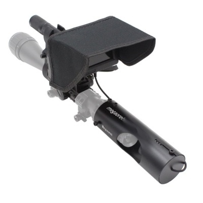 Luneta de observação telescópica preta com suporte e cobertura de tecido