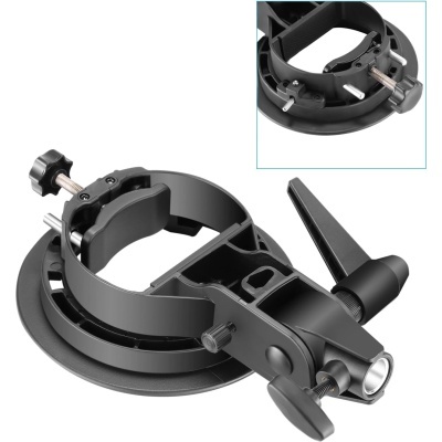 Suporte ajustável preto com parafuso de aperto e alavanca