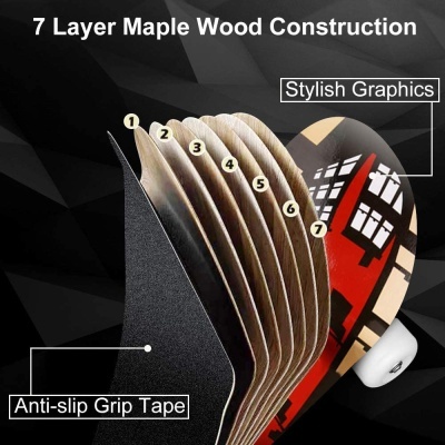 Skate 80cm 7 camadas WeSkate Rolamentos ABEC-7