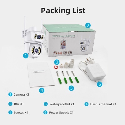 Câmara rotativa dupla lente wifi exterior 1080p 360º noturna Câmara rotativa dupla lente wifi exterior 1080p 360º noturna