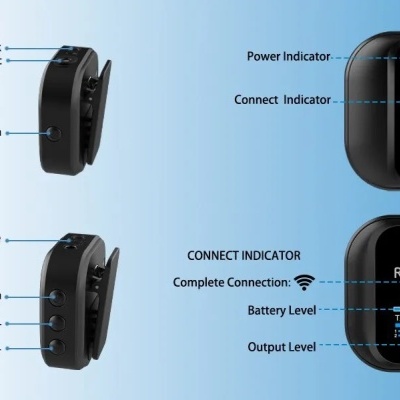 Microfone sem fios lapela 2 emissores e 1 receptor lavalier 2,4GHz Microfone sem fios lapela 2 emissores e 1 receptor lavalier 2,4GHz