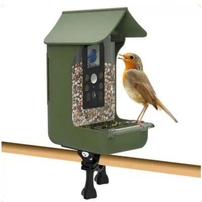 Câmara portátil incorporada em comedor de pássaros