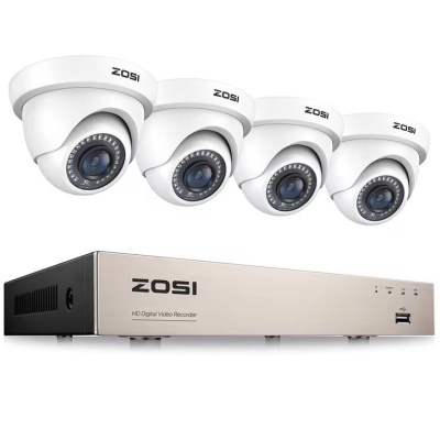 Conjunto câmaras vigilância brancas e gravador digital HD ZOSI