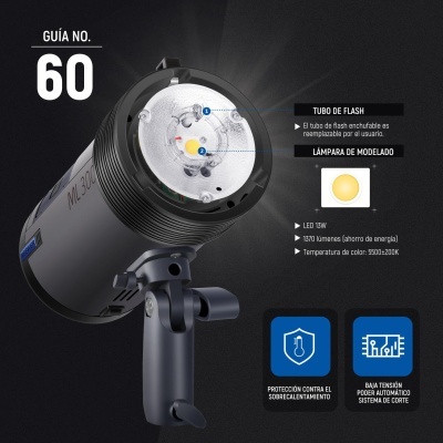 Flash  ML300 com bateria e disparador strobe 300W Bowens Flash  ML300 com bateria e disparador strobe 300W Bowens