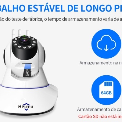 Câmara rotativa 360 full HD 1080p wifi áudio bidirecional e app