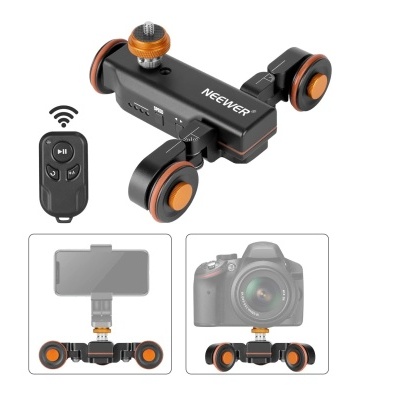 Dolly carrinho elétrico ajustável para câmaras DSLR Smartphones, GoPro com comando