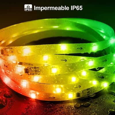 Fita LED impermeável IP65 com luzes coloridas vermelha, amarela e verde
