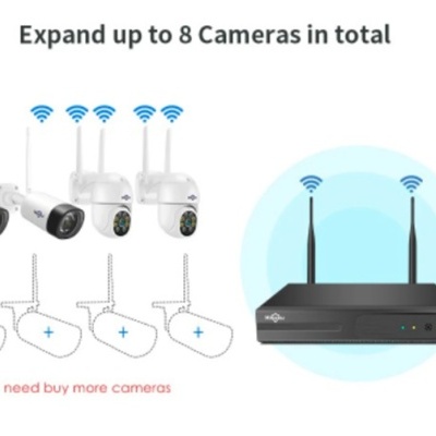 Kit CCTV WiFi videovigilância 8CH 4 câmaras 3MPx 2 rotativas Hiseeu