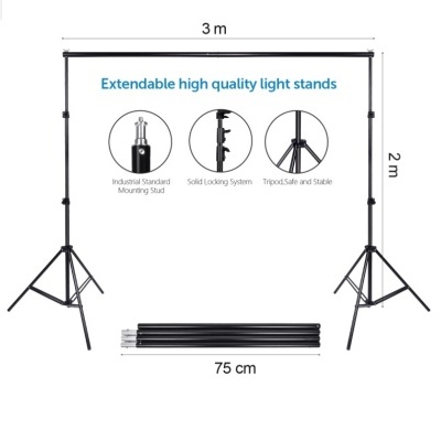 Kit estúdio iluminação + fundos + 4 pontos de luz