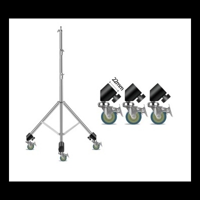 3 rodas com travão para tripé 16-22mm universal estúdio fotografia