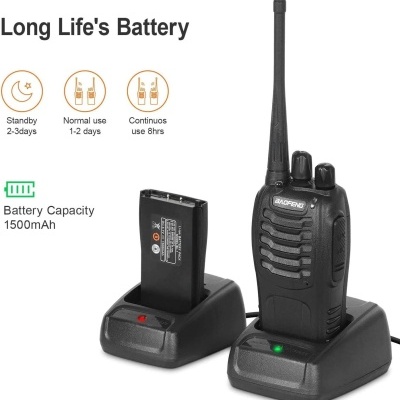 2 Walkies Talkies 16 canais, bateria, rádio com auricular