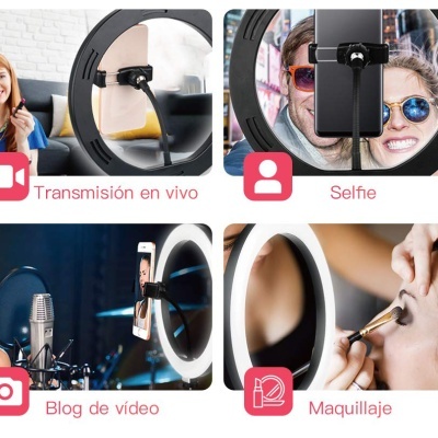 Anel de luz 10" luz iluminador comando suporte + encaixe tele 25cm