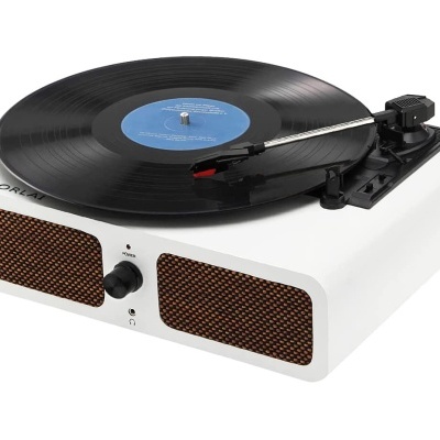 Gira discos portátil com bluetooth RCA e Aux leitor discos vinil