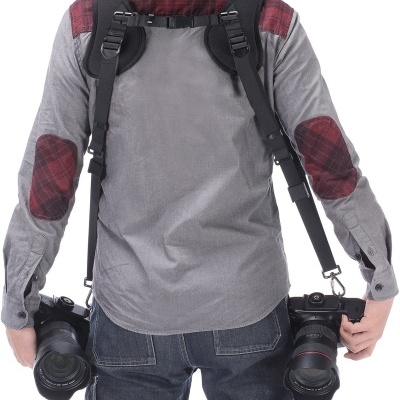 Arnês de alça dupla de ombro para 2 câmaras DSLR