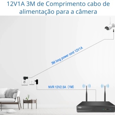 Kit CCTV WiFi videovigiIância com ecrã 10" de 8CH 4 câmaras 1080p