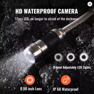 Câmara impermeável HD com LED e lente de 0,98 polegadas