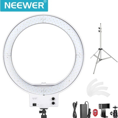 Ringlight branco tripé prata 48cm anel luz bicolor regulação cor