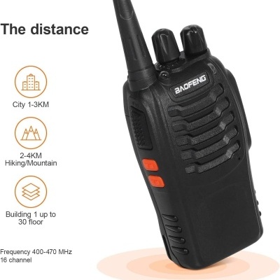 2 Walkies Talkies 16 canais, bateria, rádio com auricular