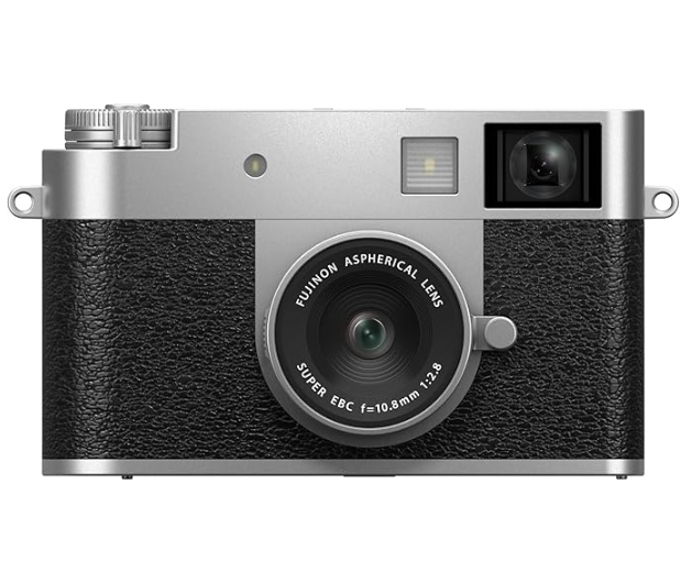 Fujifilm X half Silver Câmara retro Fujinon prateada e preta com lente asférica