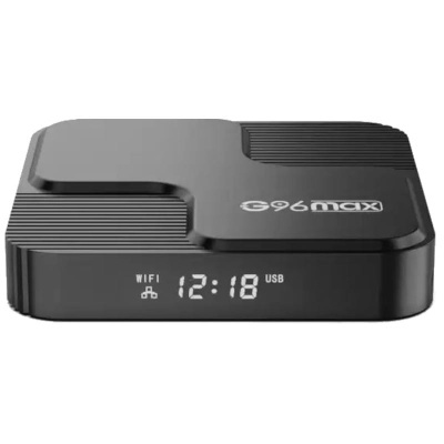 Dispositivo eletrónico preto G96 max com ecrã digital frontal.