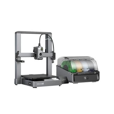 Impressora 3D CREALITY CR-6 SE com unidade de armazenamento de filamentos coloridos.