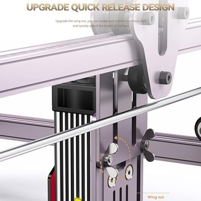 Estrutura metálica cinza com design de liberação rápida e parafusos ajustáveis