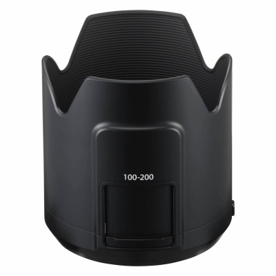 Pára-sol de lente preto para câmera com inscrição 100-200