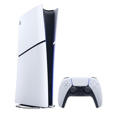 Consola PlayStation 5 branca com comando DualSense branco e preto
