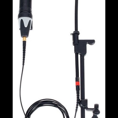 Microfone de lapela com suporte e cabo preto