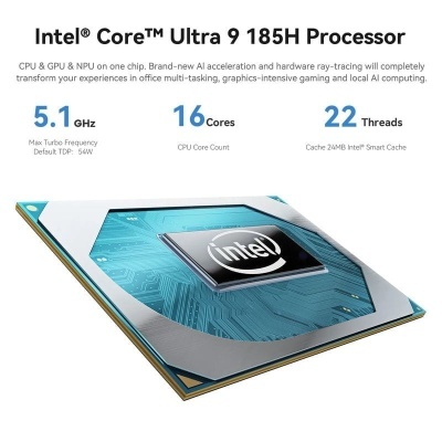 Processador Intel Core Ultra 9 185H com especificações técnicas visíveis
