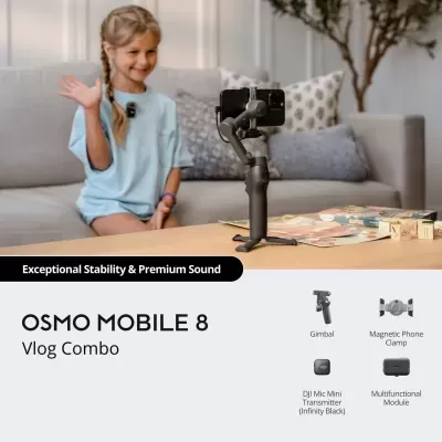 DJI Osmo Mobile 8 Vlog Combo (DJI Mic Mini Transmissor Infinity Black)