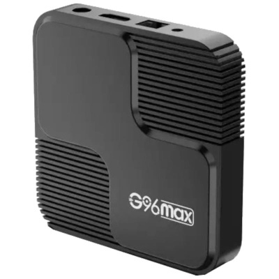 Dispositivo preto quadrado com textura texturizada e texto S96 max