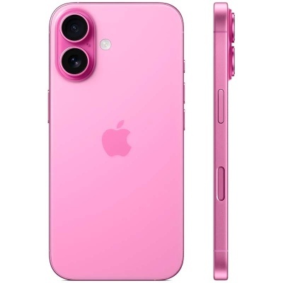 Smartphone rosa da Apple visto de trás e de lado