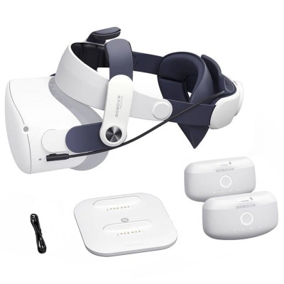 Correia BOBOVR M2 Plus Ajustável para Oculus Quest 2 + 2 Baterias B2 + Estação de Carregamento Branco Correia BOBOVR M2 Plus Ajustável para Oculus Quest 2 + 2 Baterias B2 + Estação de Carregamento Branco