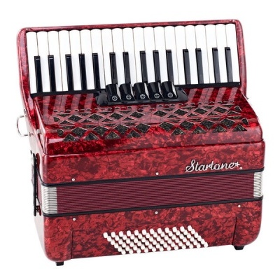 Acordeão vermelho Startone com teclas e botões