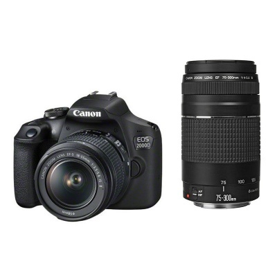 Canon EOS 2000D DSLR + 18-55mm IS II + 75-300 III