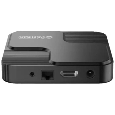 Dispositivo eletrónico preto com entradas e porta HDMI